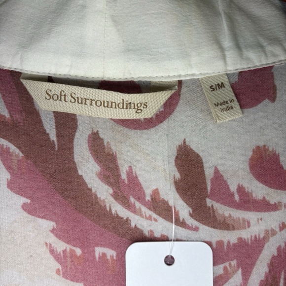 Soft Surroundings Boho White Pink Jakarta Kimono Decorative Trim Sheer Size S/M - Picture 3 of 9